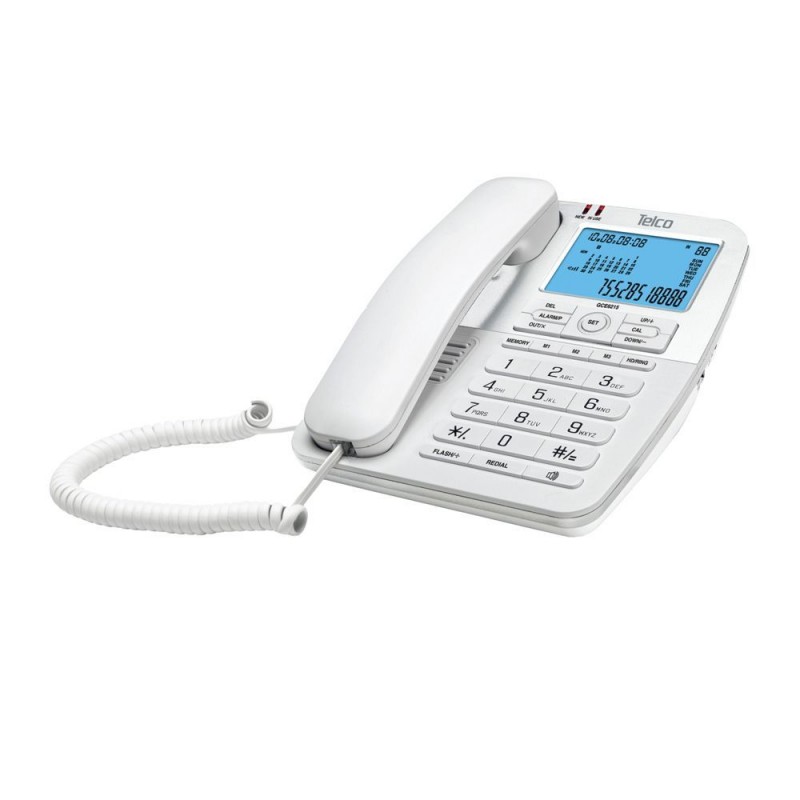 ΤELCO GCE6215 Ενσύρματο Τηλέφωνο με Aναγνώριση Kλήσης και Οθόνη LCD Λευκό  (010042)